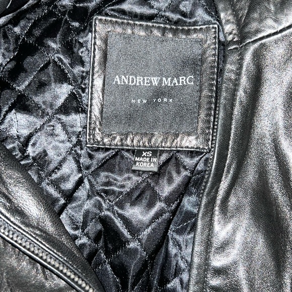 Vintage Black Leather Andrew Marc Jacket XSmall - Picture 2 of 8